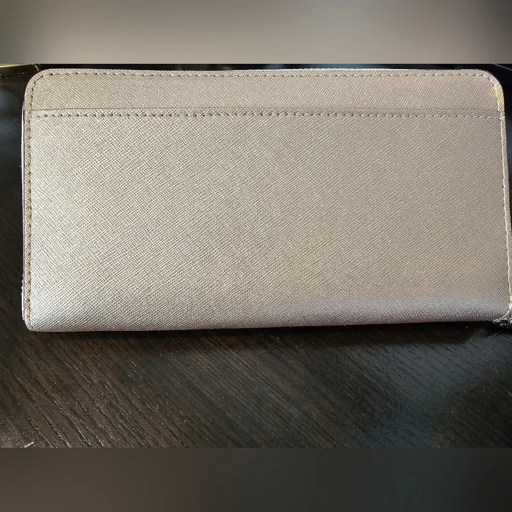 Kate Spade Metallic Rose Gold Zipe Around Wallet